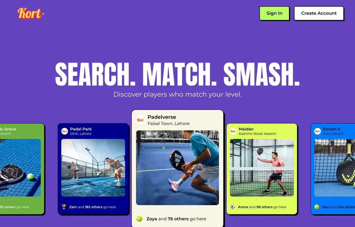 Kourt: sports matchmaking and court discovery